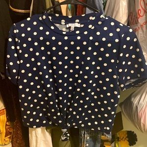 Navy blue polka dot crop top